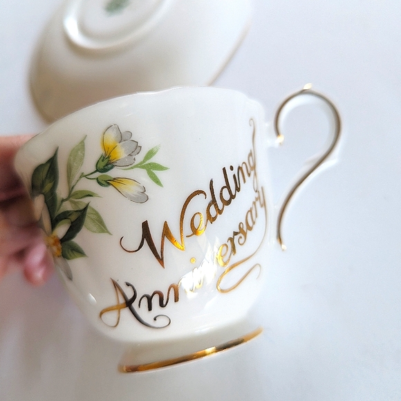 Tuscan Wedding Anniversary Fine Bone China Teacup & Saucer Orange Blossom 🌼 - Picture 2 of 8